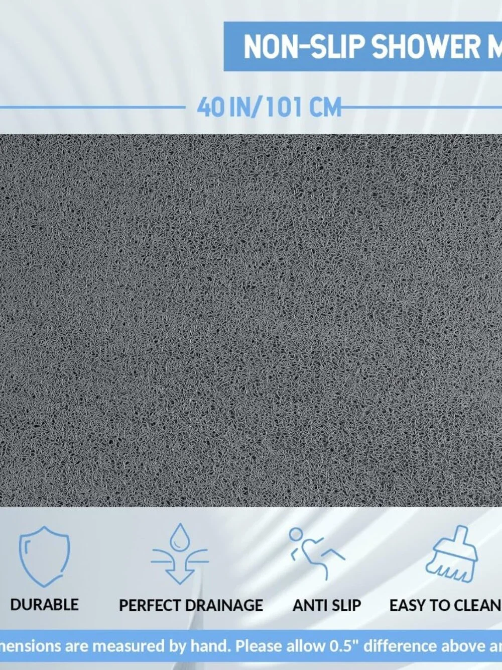Versatile Non-Slip Mat for Tub & Bathroom - Grey 40